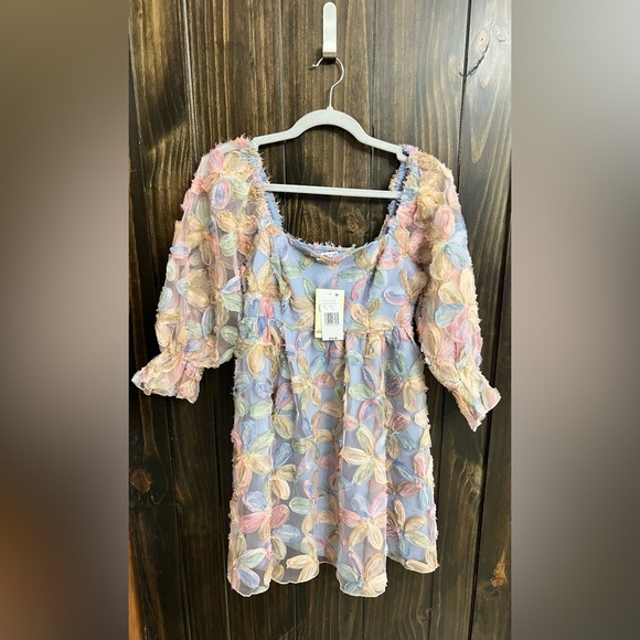 NWT: Allison + Kelly Pastel Floral Puff Sleeve Baby Doll Dress- Size: Small - Picture 8 of 13